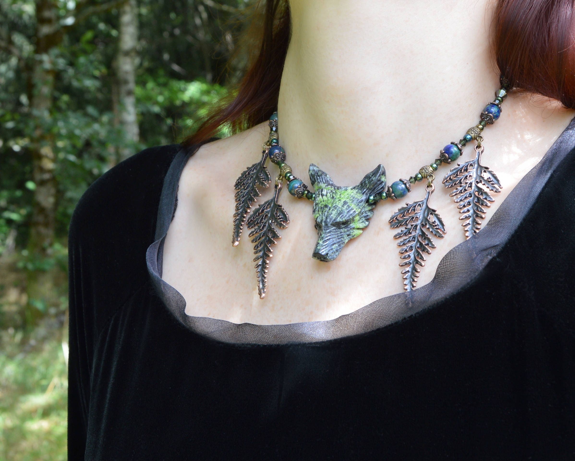 Forest elf necklace elven jewelry w bracken fern leaf Etsy