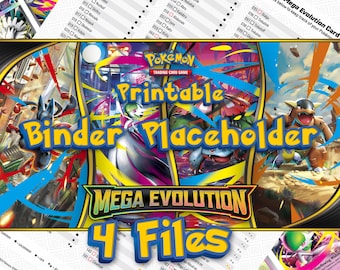 Set segnaposto Mega Evolution Binder • Elenco di controllo delle carte stampabile • 4 file PDF, inclusa la scala di grigi