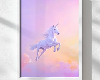 Pastel Unicorn Art Print: Whimsical Girl's Nursery Decor (Digital Download)