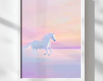 Pink Unicorn Art Print: Whimsical Girl's Room Decor (Digital Download)