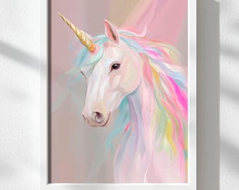 Pink Unicorn Print: Fantasy Wall Art (Digital Download)