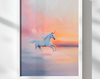 Pastel Unicorn Art Print: Whimsical Girl's Room Decor (Digital Download)