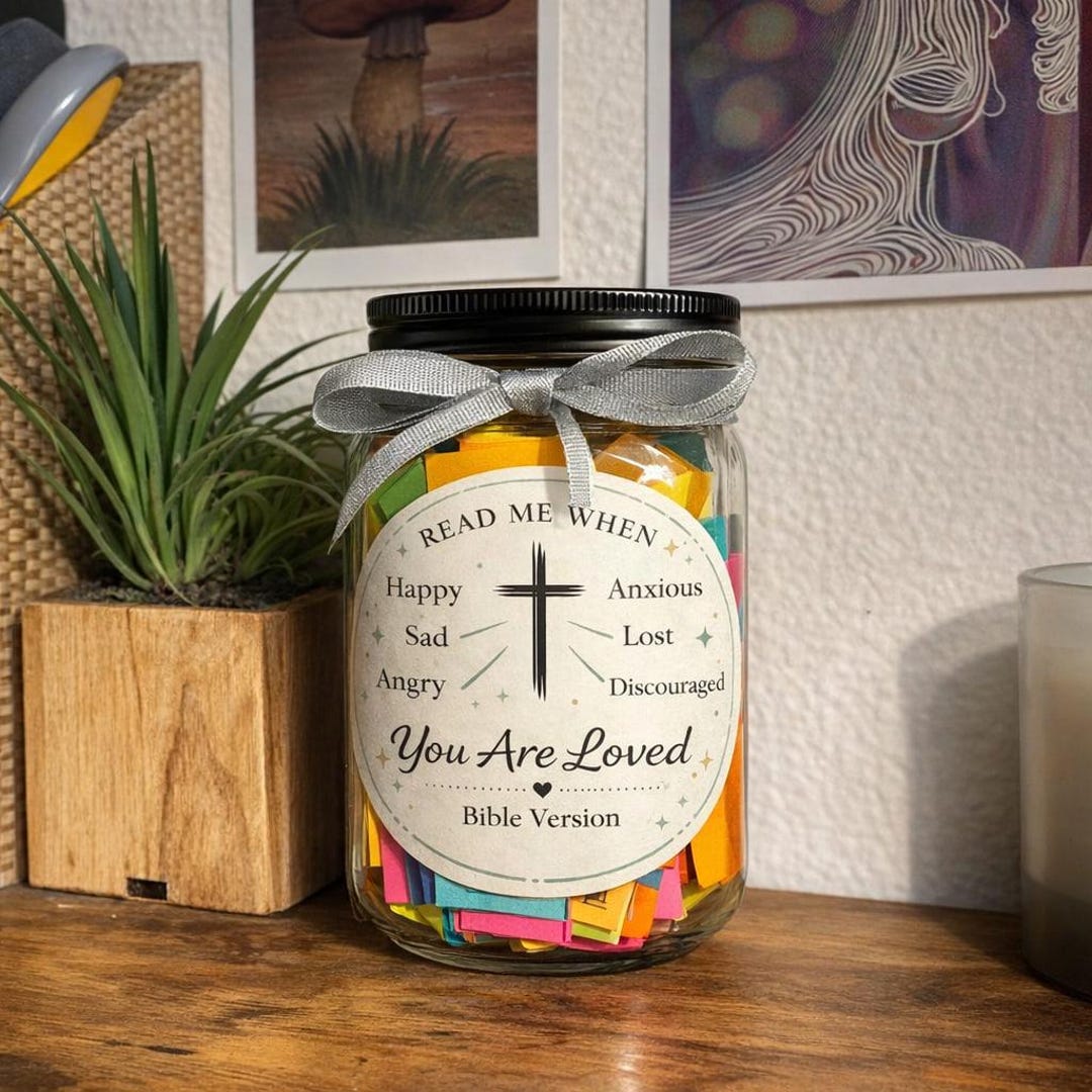 Bible Verse Jar Gift, Christian Encouragement Jar, Scripture Jar for ...