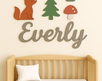 Woodland Nursery Name Sign – Personalized Baby Name Plaque