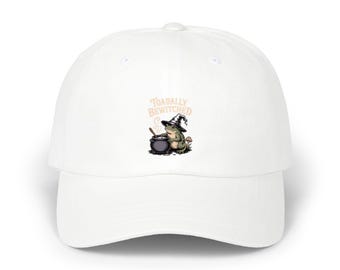 Toadally Bewitched Dad Cap, Funny Halloween Witch Toad Hat, Cottagecore Frog Embroidered Cap, Spooky Season Gift