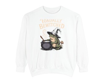 Toadally Bewitched Sweatshirt, Funny Witch Toad Halloween Crewneck, Vintage Storybook Frog Witch Gift, Spooky Season Sweatshirt