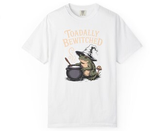 Toadally Bewitched Halloween Shirt, Cute Witch Toad T-Shirt, Vintage Storybook Frog Tee, Spooky Season Cottagecore Gift