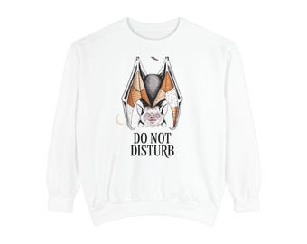 Do Not Disturb Bat Sweatshirt, Halloween Crewneck, Cute Sleepy Bat Embroidered Sweatshirt, Spooky Season Gift