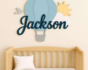 Personalized Hot Air Balloon Name Sign, 3D Nursery Wall Decor