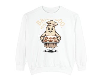 Baked With Boo Ghost Sweatshirt, Halloween Baking Crewneck, Cute Ghost Cookie Shirt, Fall Bakery Gift, Spooky Season Sweatshirt
