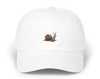 Slow And Spooky Snail Dad Cap, Halloween Snail Hat, Pumpkin Shell Embroidered Cap, Vintage Halloween Hat, Fall Season Gift