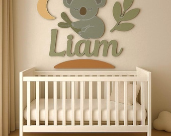 Koala Nursery Name Sign Above Crib, Personalized Baby Wall Art, 3D Wooden Name Sign, Custom Nursery Wall Decor, Newborn Gift