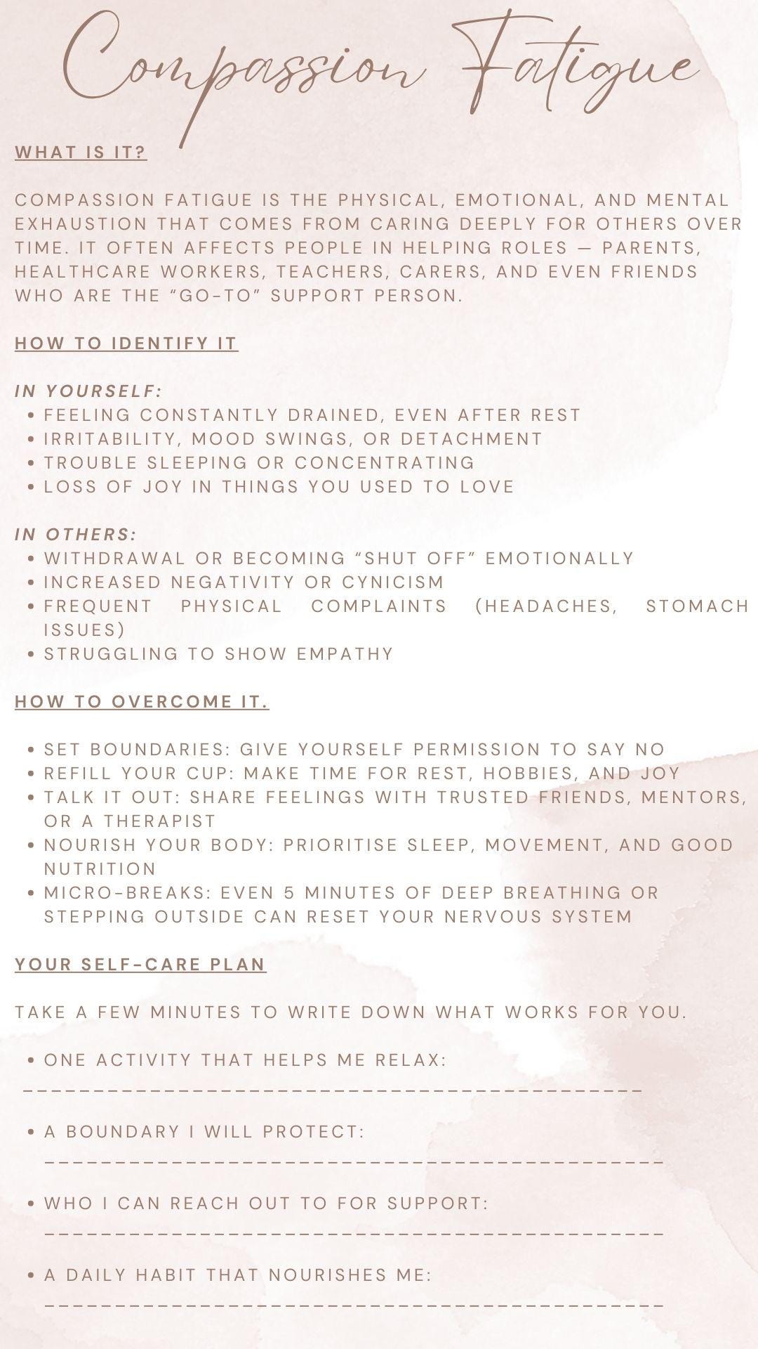 Overcome Compassion Fatigue – Printable Self-care and Wellness Guide ...