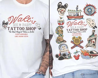 Walt's Ink & Paint Tattoo Shop Tee, Retro Magic Kingdom Flash Design (Digital Download)