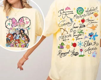 Disney Princess PNg, Watercolor Magic Castle Princess PNG File, Disney Princess Signature Sketch Shirt Design, Disneyland Family Trip
