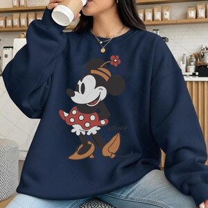 Söt Minnie Mouse klassisk skiss söt vintageporträtt PNG, Retro Disney-resa PNG, Vintage Minnie PNG, Disney-familjesemesterresa PNG bild 2