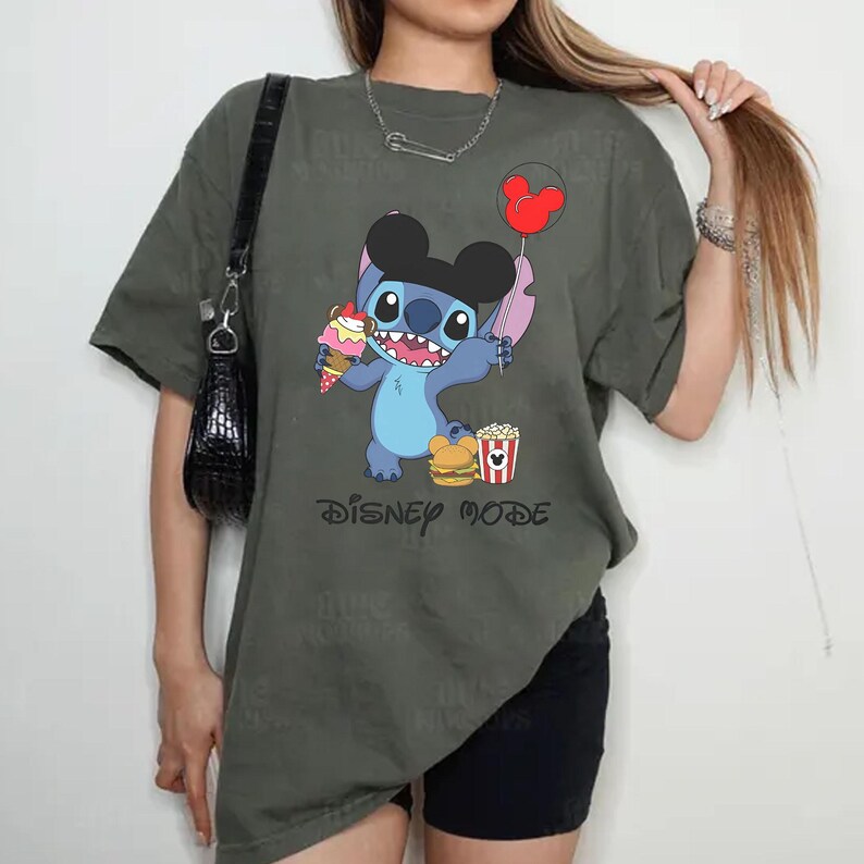Funny Stitch with Mickey Balloon Disney Mode Shirt Design, Disney Lilo and Stitch Vacay Mode, Disneyland Trip Png, Disney Mode Vacation Png image 9
