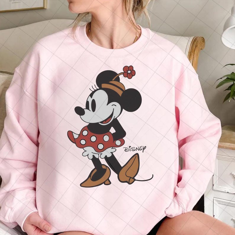 Söt Minnie Mouse klassisk skiss söt vintageporträtt PNG, Retro Disney-resa PNG, Vintage Minnie PNG, Disney-familjesemesterresa PNG bild 3