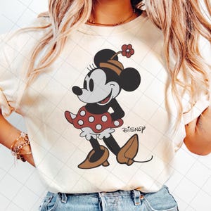 Söt Minnie Mouse klassisk skiss söt vintageporträtt PNG, Retro Disney-resa PNG, Vintage Minnie PNG, Disney-familjesemesterresa PNG bild 4