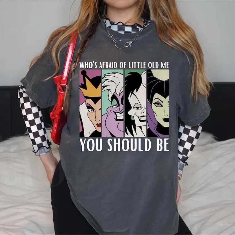 Vem är rädd för lilla gamla mig PNG, Disney Villains PNG-fil, digital nedladdning av klassisk Disney Villains skjortdesign bild 9