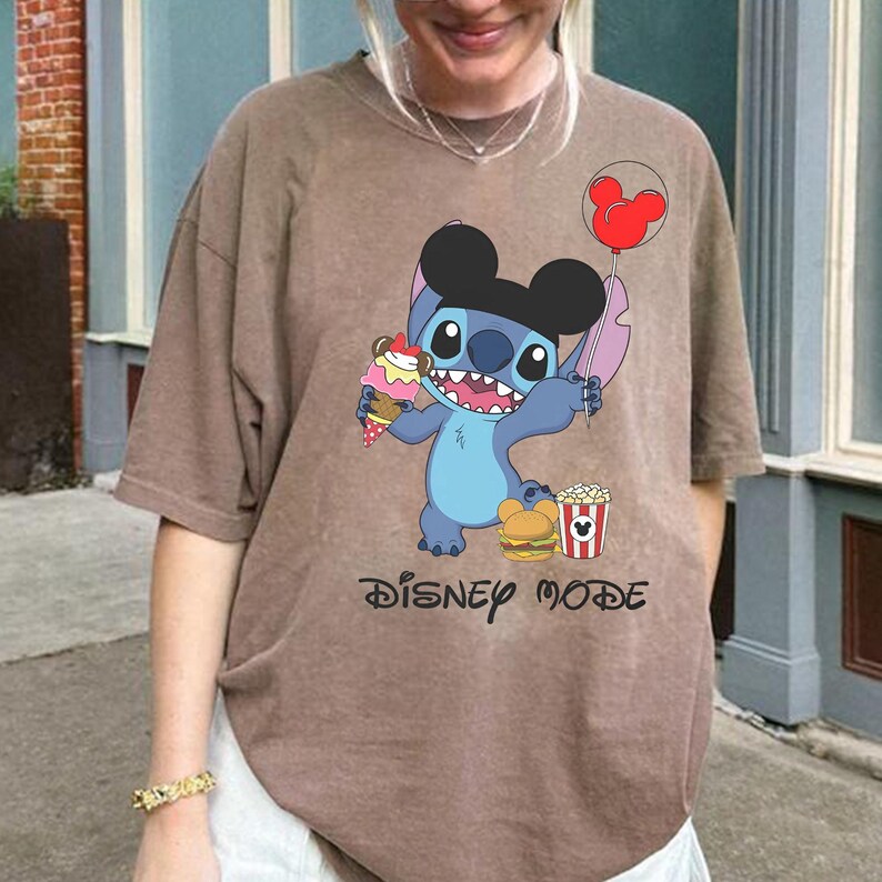 Funny Stitch with Mickey Balloon Disney Mode Shirt Design, Disney Lilo and Stitch Vacay Mode, Disneyland Trip Png, Disney Mode Vacation Png image 2