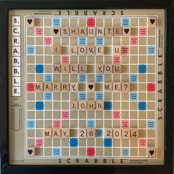 Scrabble Board, Custom, Wood Framed, Great Gift Idea, Mother's Day, Christmas gifts,  Birthdays, Weddings, & Anniversaries use code SAVE20