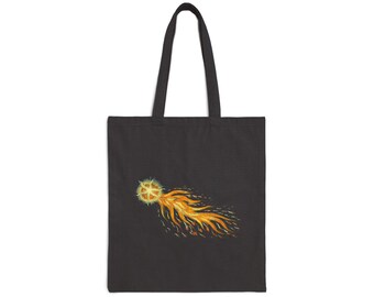 Bolso de tela con diseño del cometa Halley / Ilustración astronómica en lona de algodón