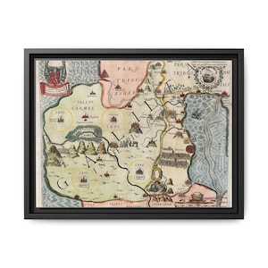 Lienzo enmarcado con el mapa de Galilea y las doce tribus de Israel