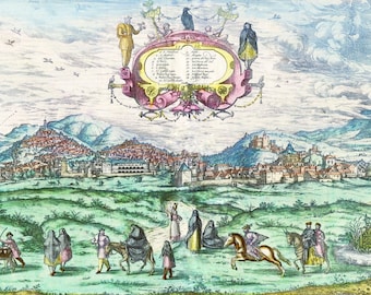 Imagen de la ciudad de Granada coloreada a mano en alta resolución