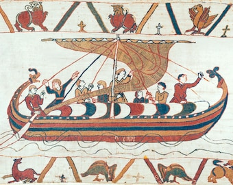 Descarga de imágenes en lienzo de Drakkar del tapiz de Bayeux en alta resolución