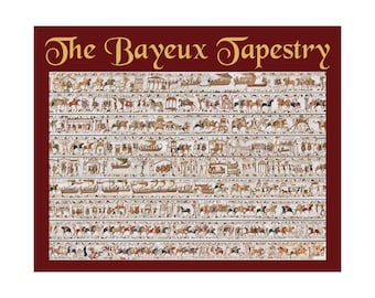Póster de satén con escena continua del tapiz de Bayeux / Arte mural de la conquista normanda medieval
