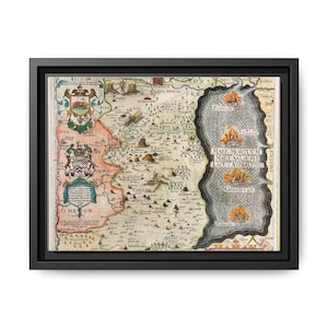 Tribus de Judá y Simeón con el lienzo del mapa vintage del Mar Muerto