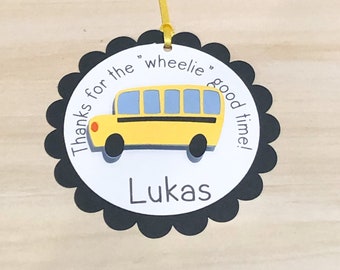 School Bus, Bus, Personalized Favor Tag