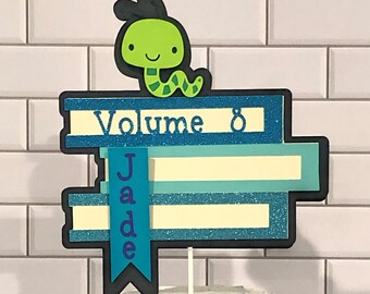 Bookworm, Book worm, Book Party Personalized Cake Topper