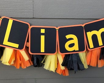 Construction, Dump Truck, Bulldozer Name Banner