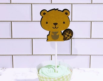 Beaver, Forest, Woodland Animal Cupcake Topper