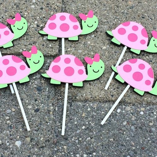 Turtle Cupcake Toppers Turtle Birthday Turtle Baby Shower Etsy