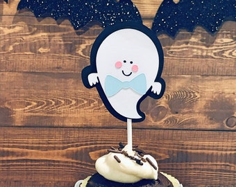 Ghost, Boy Ghost, Ghost with bow tie, Halloween Cupcake Topper