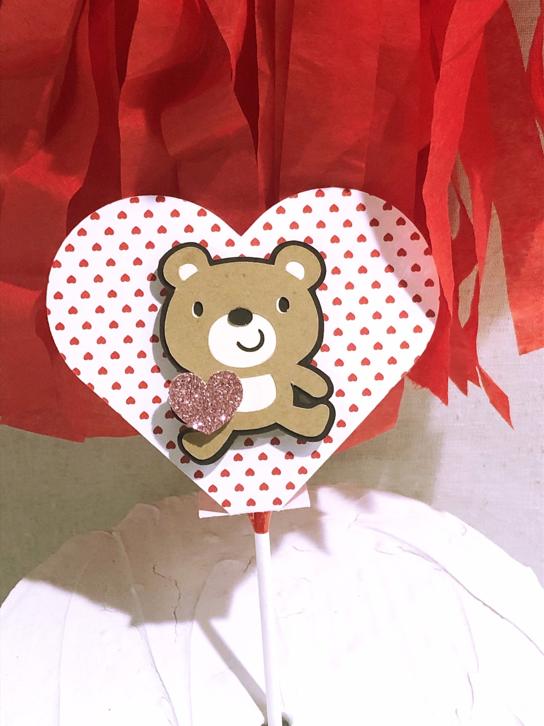 Teddy Bear, Valentines Day, Heart Lollipop Cover Etsy