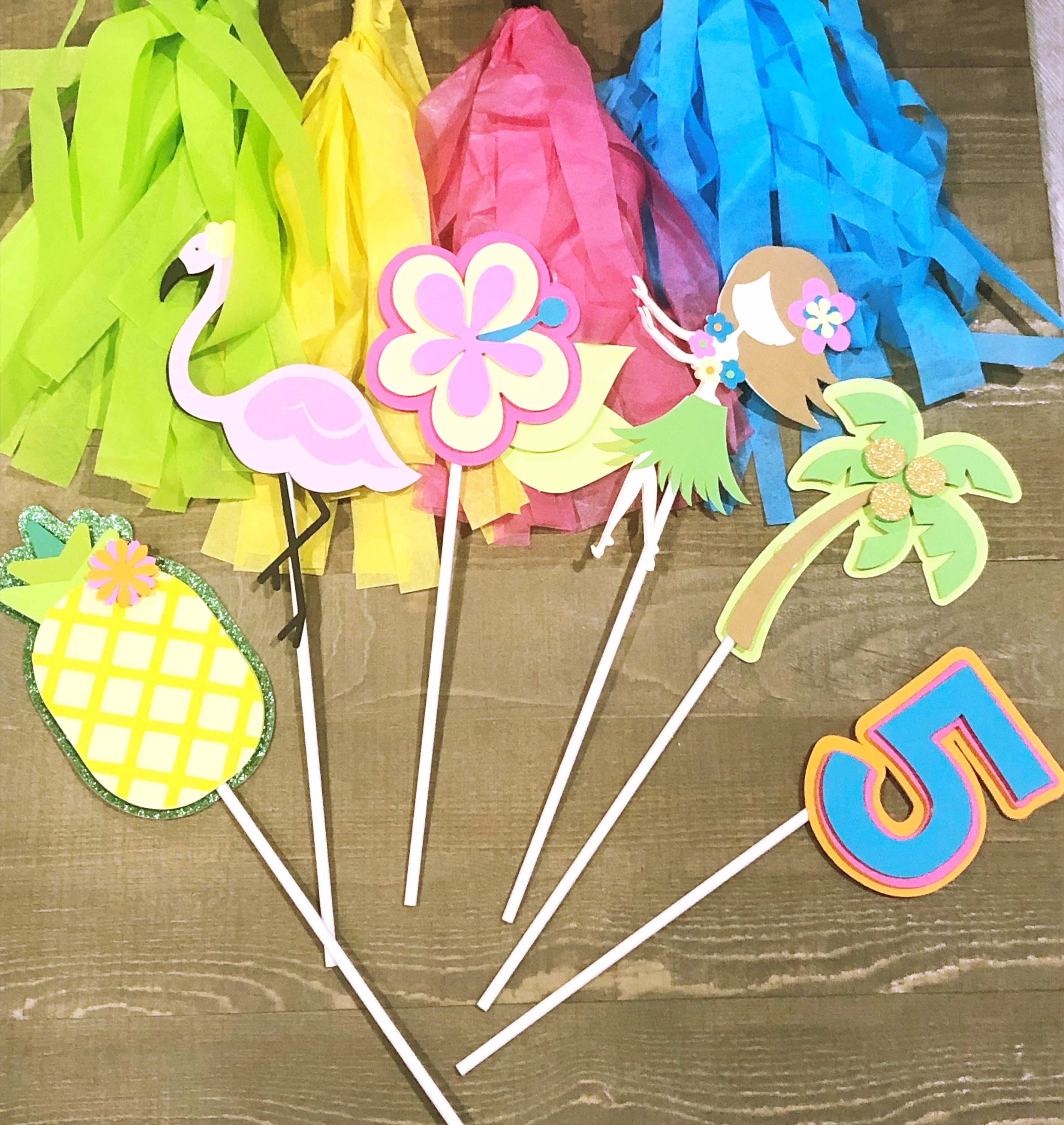 Luau Tropical Hula Girl Centerpiece Sticks