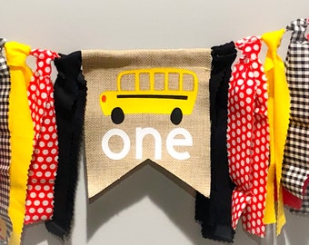 Bus ONE Burlap Fabric Bunting