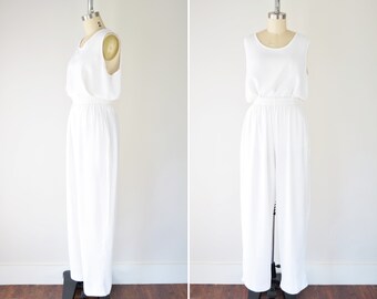 white pantsuit jumper