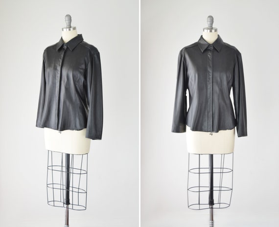 Leather Shirt Med / Relaxed Leather Shirt / Leathe