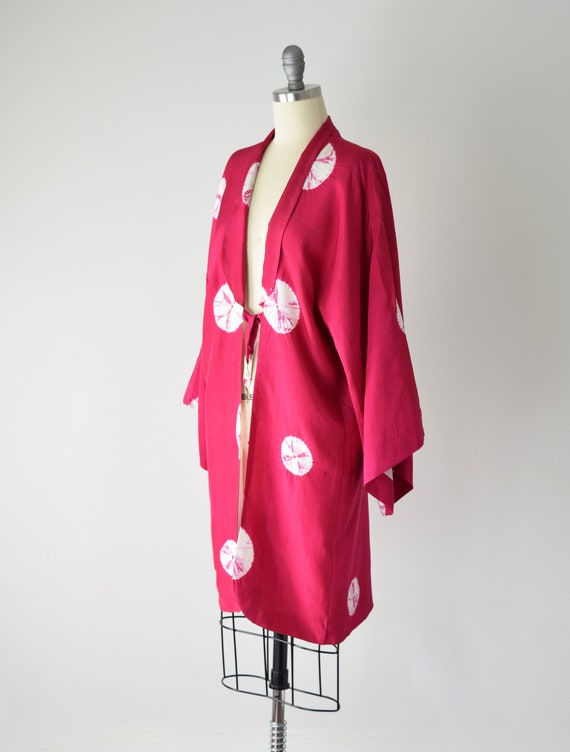 50s Silk Shibori Kimono OS / Hand Sewn Haori Kimo… - image 4