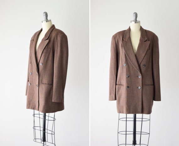 90s Oversized Wool Blazer Med / Brown Wool Blazer