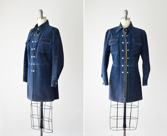 60s Blue Suede Jacket XS / Mod Suede Jacket / Blue