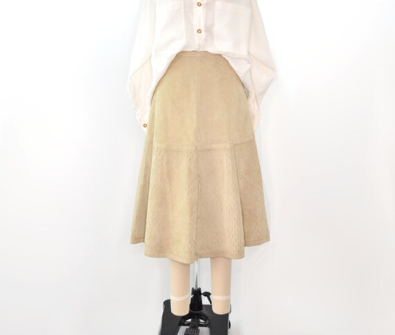 80's Suede Midi Skirt 29 Inch Waist - image 5