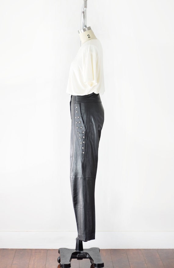 80s Studded Leather Pants 24 Inch Waist / Leather… - image 8