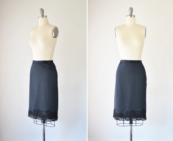 Black Silk Slip Skirt M / Minimal Silk Skirt Med /