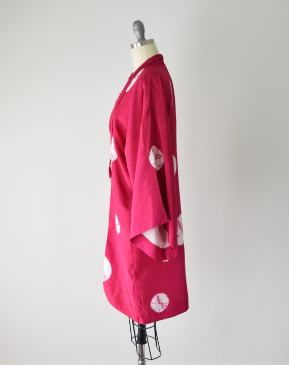 50s Silk Shibori Kimono OS / Hand Sewn Haori Kimo… - image 5